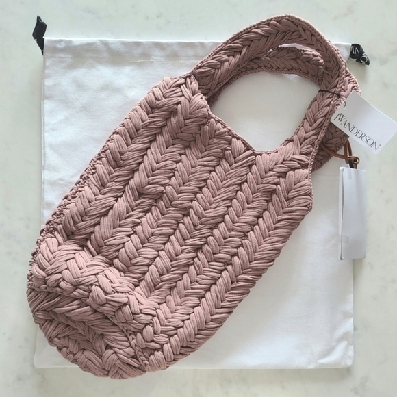 JW ANDERSON Knitted Shopper Tote Bag, Taupe, NWT - Picture 6 of 14